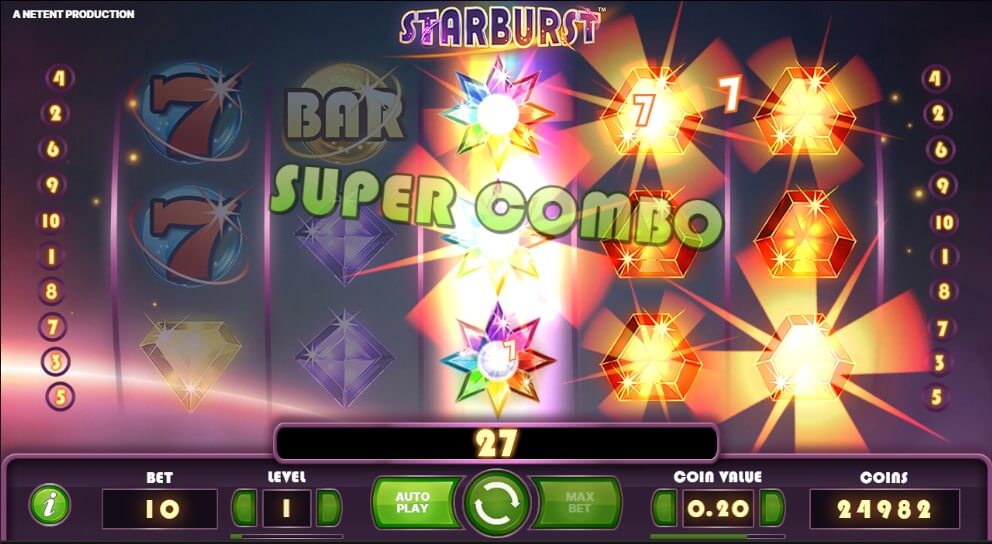 Función de re-spin en la tragamonedas Starburst de NetEnt