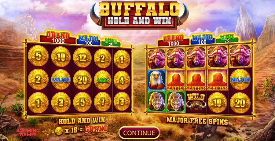Juego de la tragamonedas Buffalo Hold and Win 