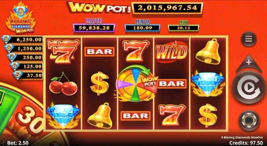 Jackpot de la tragamonedas Blazing Diamonds Wowpot