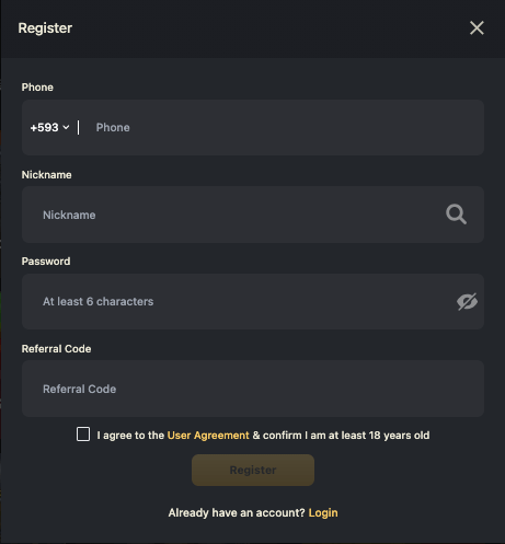 registro de cuenta Oncasino ecuador